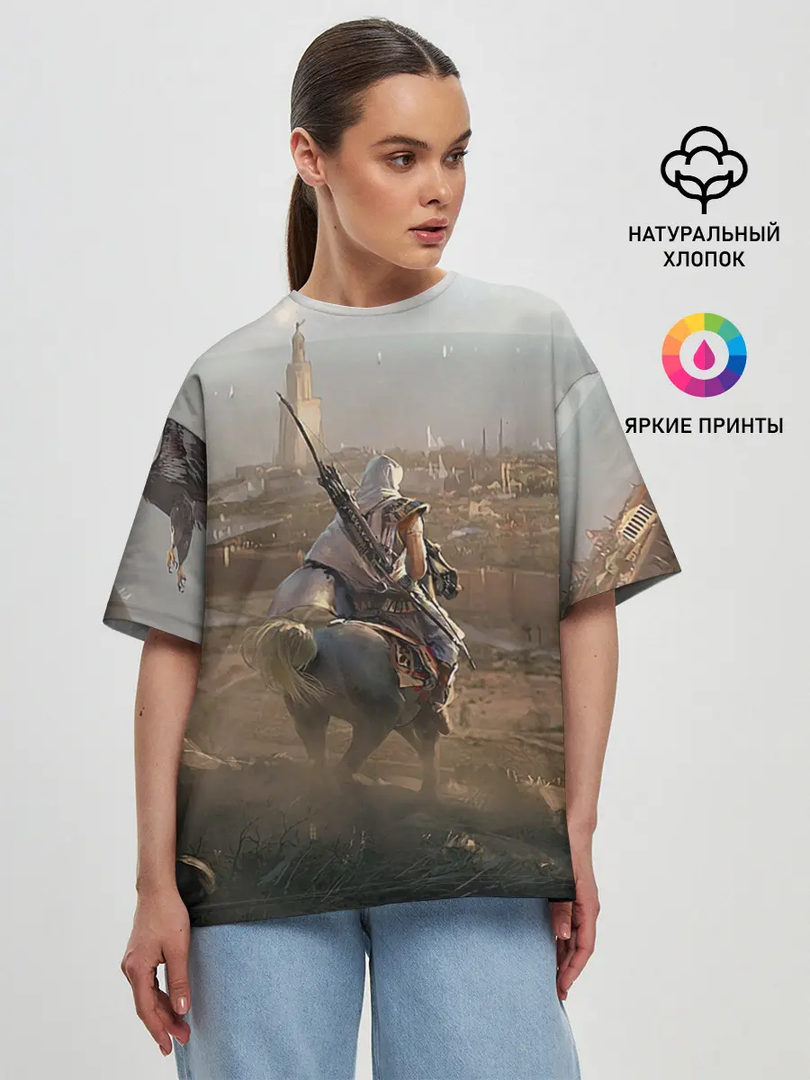 Женская футболка оверсайз / Байек на коне