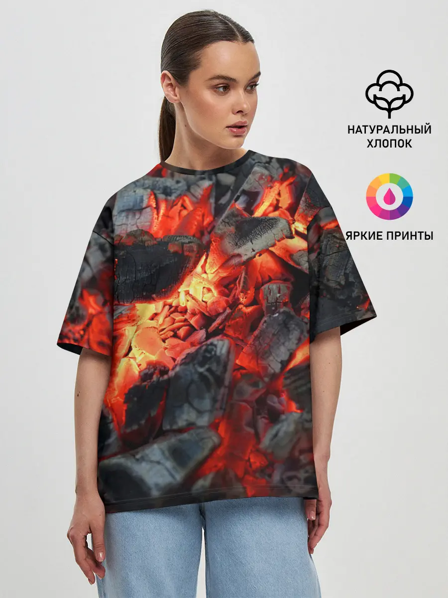Женская футболка оверсайз / Древесные угли