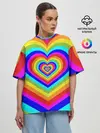 Женская футболка оверсайз / Цветные сердца | Colored hearts