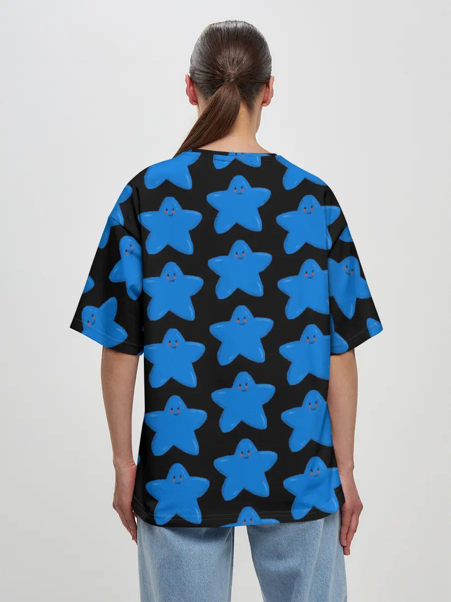 Женская футболка оверсайз / улыбка звезды