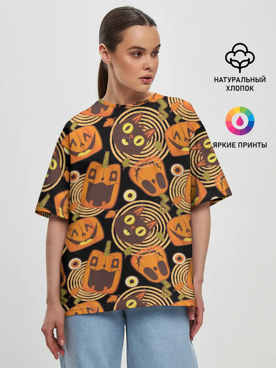 Женская футболка оверсайз / Patern Halloween 10