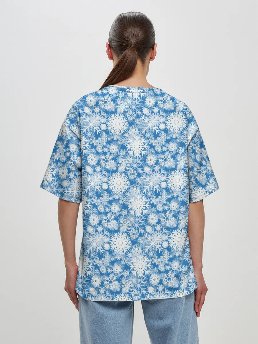 Женская футболка оверсайз / Узоры Снежных Хлопьев