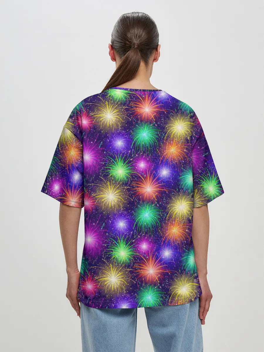 Женская футболка оверсайз / Фейерверк