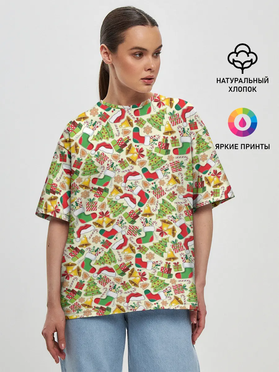 Женская футболка оверсайз / Merry Christmas