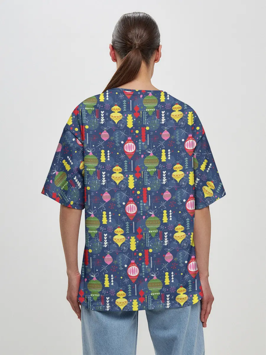 Женская футболка оверсайз / Новогодние Ёлочные Игрушки