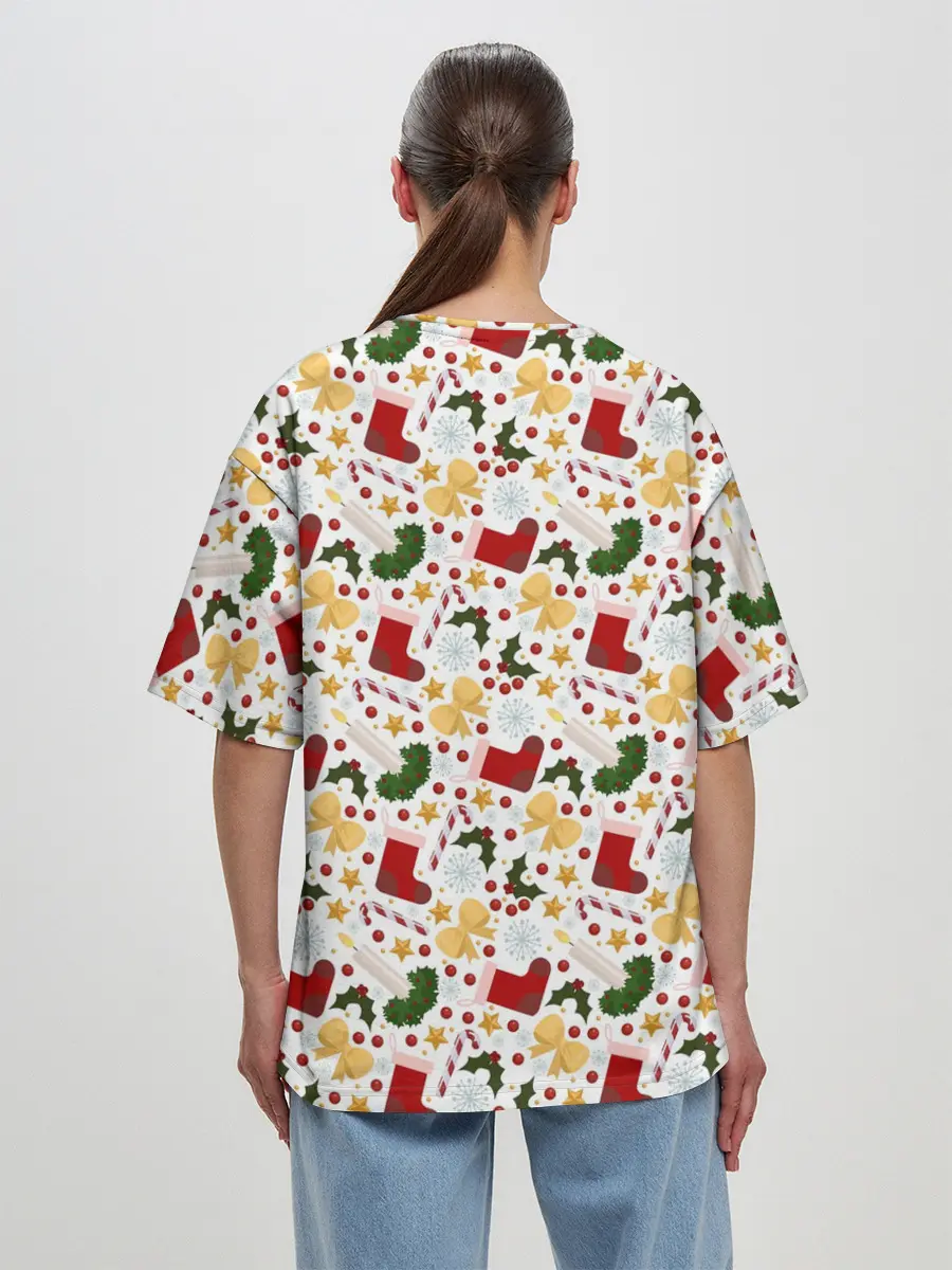 Женская футболка оверсайз / Рождественские Чулки