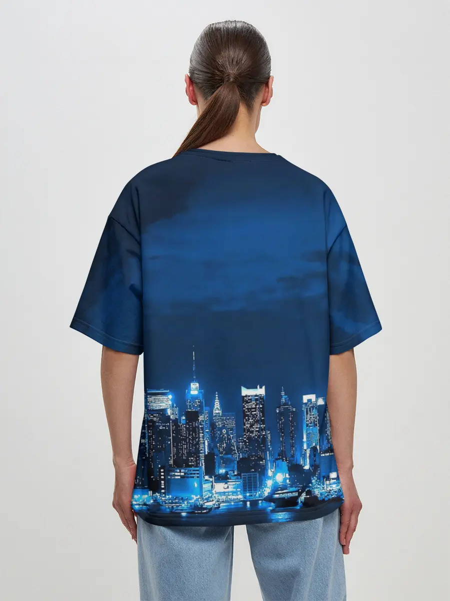 Женская футболка оверсайз / Группа Hollywood Undead ночной город