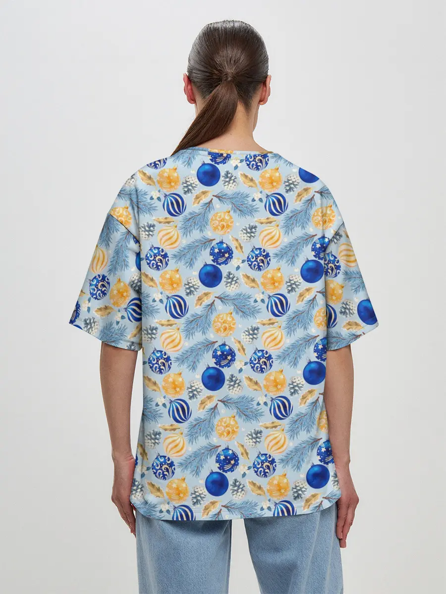 Женская футболка оверсайз / Новогодние Украшения