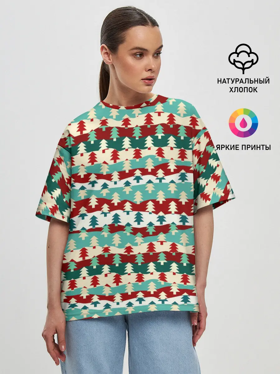 Женская футболка оверсайз / Ёлочки