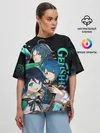 Женская футболка оверсайз / Genshin Impact: Венти, Син Цю, Сяо