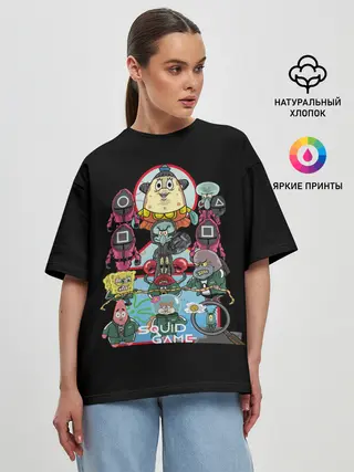 Женская футболка оверсайз / Кальмар на дне океана