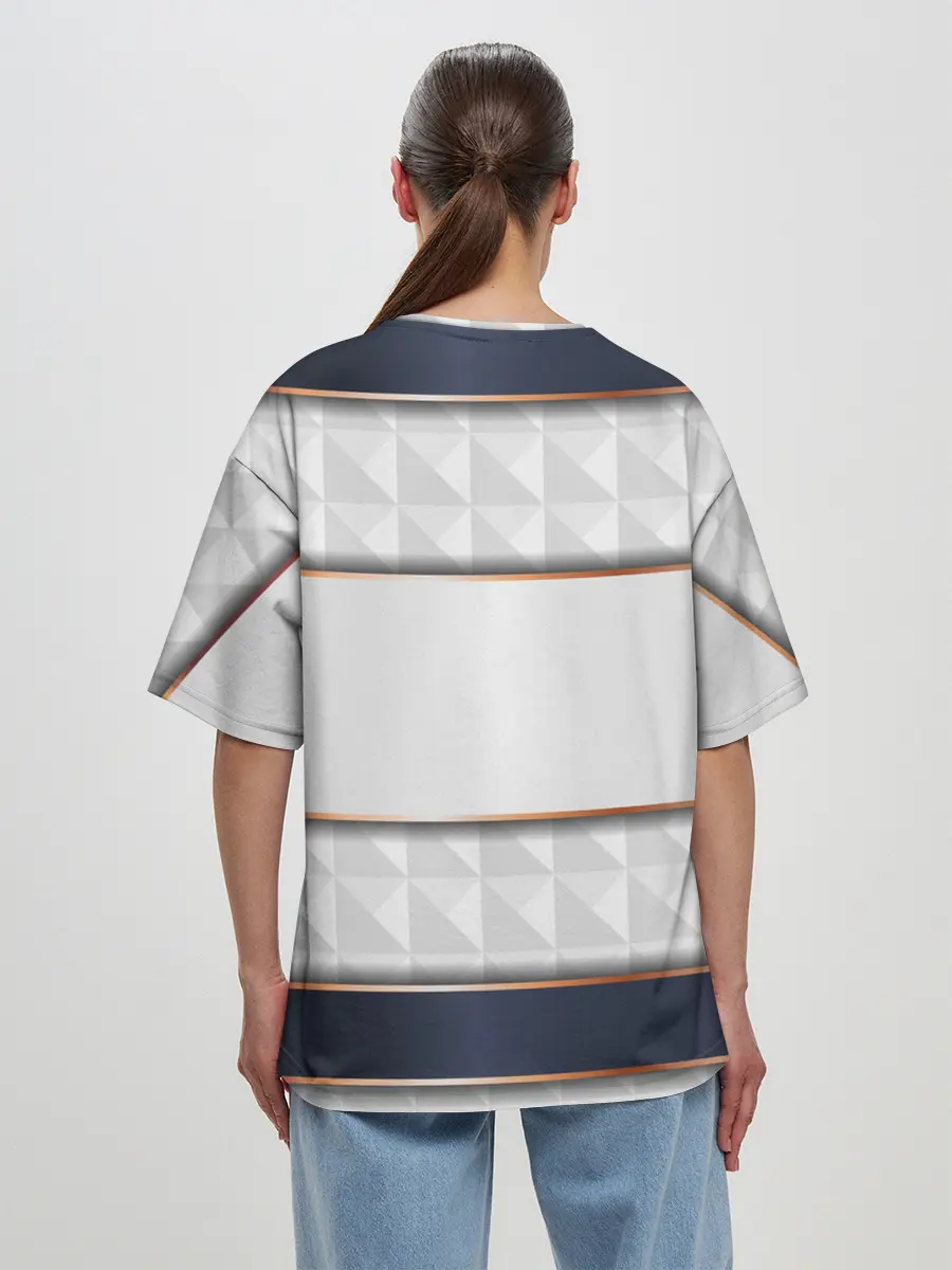 Женская футболка оверсайз / White 3d lines