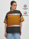Женская футболка оверсайз / 3d gold / black