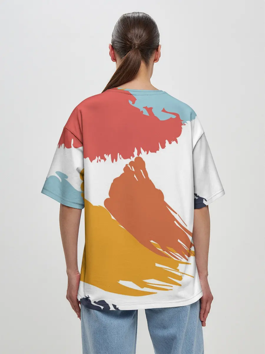 Женская футболка оверсайз / Цветные пятна, мазки кистью