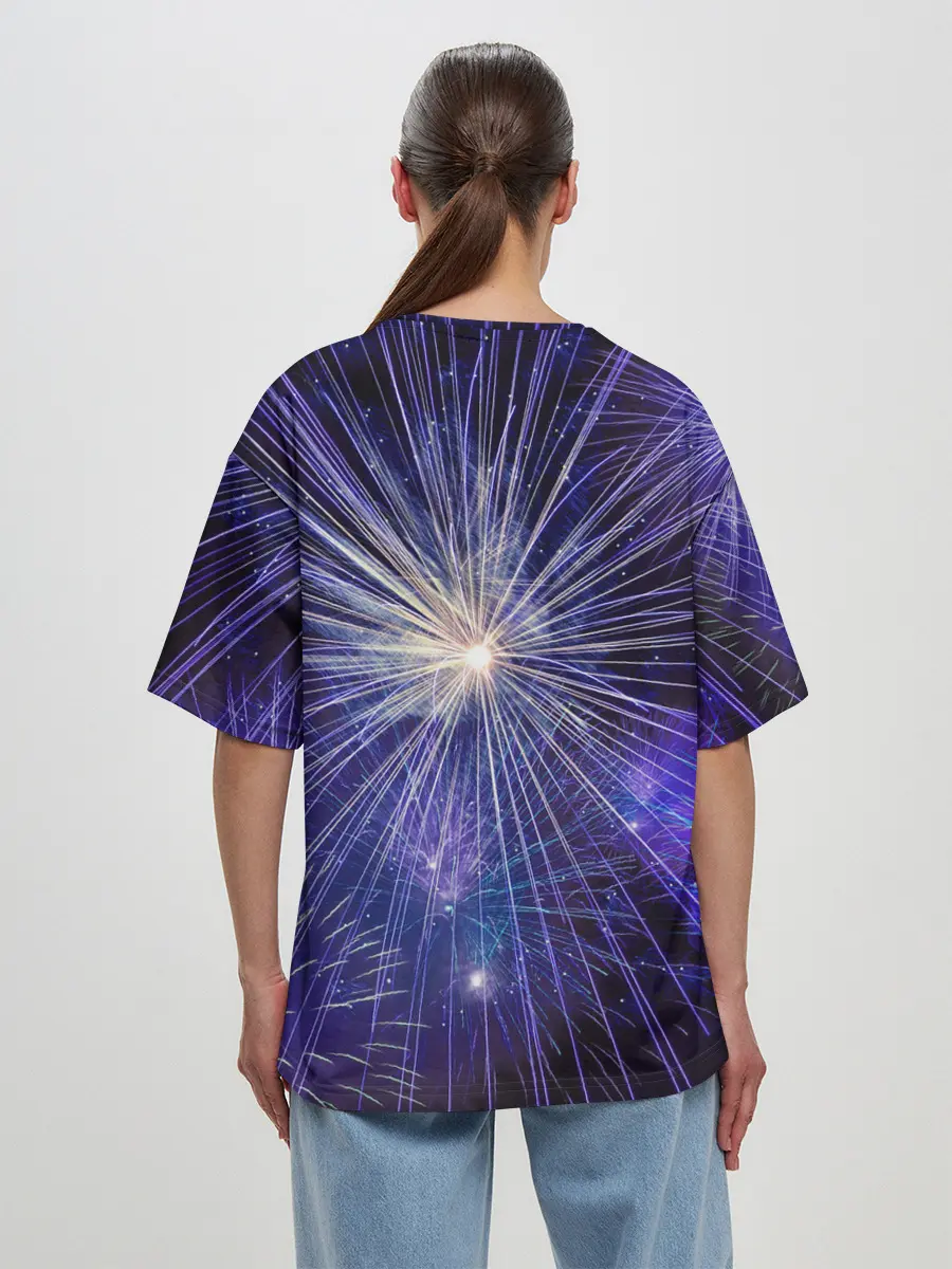 Женская футболка оверсайз / Фейерверк