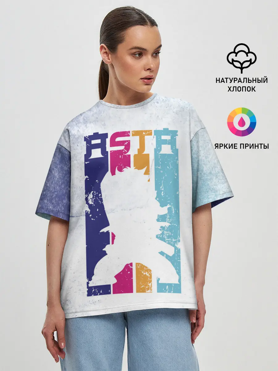 Женская футболка оверсайз / Стена Аста Чёрный клевер