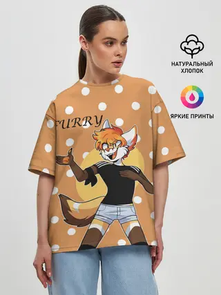 Женская футболка оверсайз / Furry fox guy
