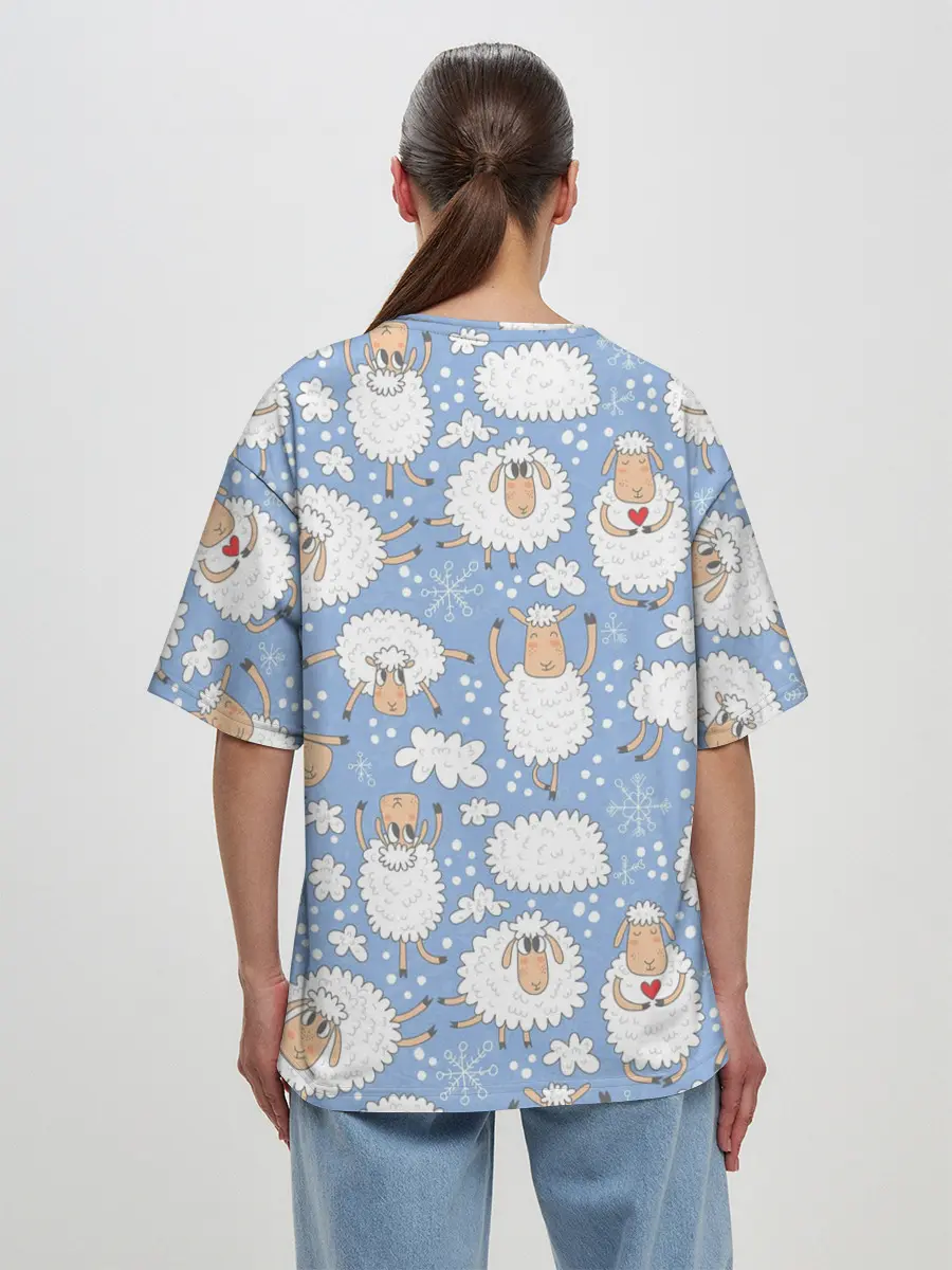 Женская футболка оверсайз / Счастливые овечки