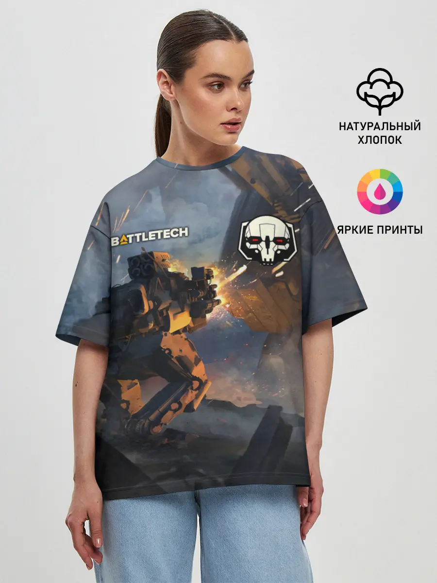 Женская футболка оверсайз / Battletech warrior