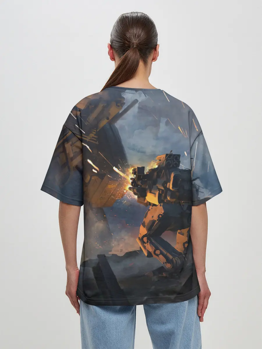 Женская футболка оверсайз / Battletech warrior