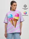 Женская футболка оверсайз / Мороженое графический фон