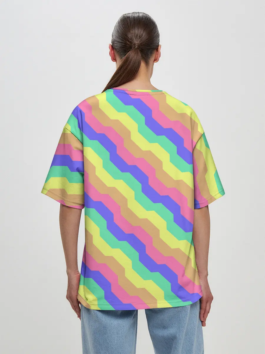 Женская футболка оверсайз / Радужные волны