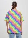 Женская футболка оверсайз / Радужные волны