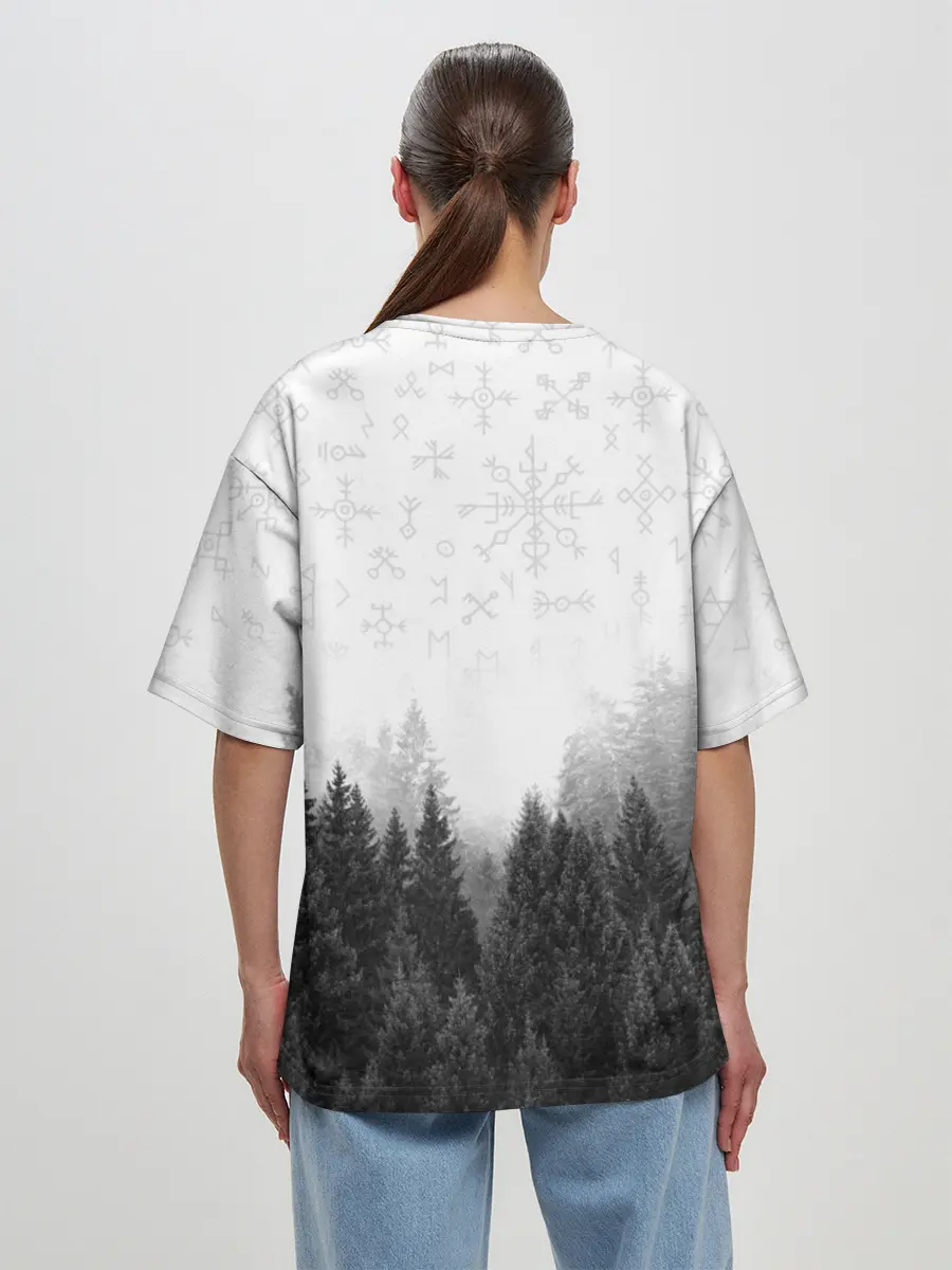 Женская футболка оверсайз / Лес и руны