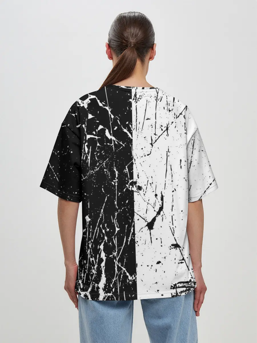 Женская футболка оверсайз / ЧБ ГРАНЖ | RED BUTTERFLY