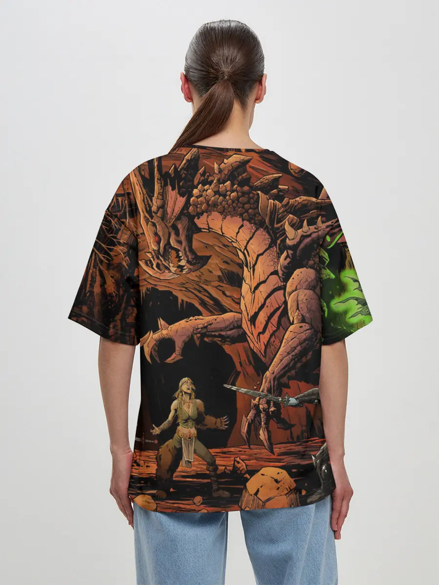 Женская футболка оверсайз / Dungeons and Dragons | Схватка