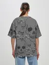 Женская футболка оверсайз / Цветы и черепа