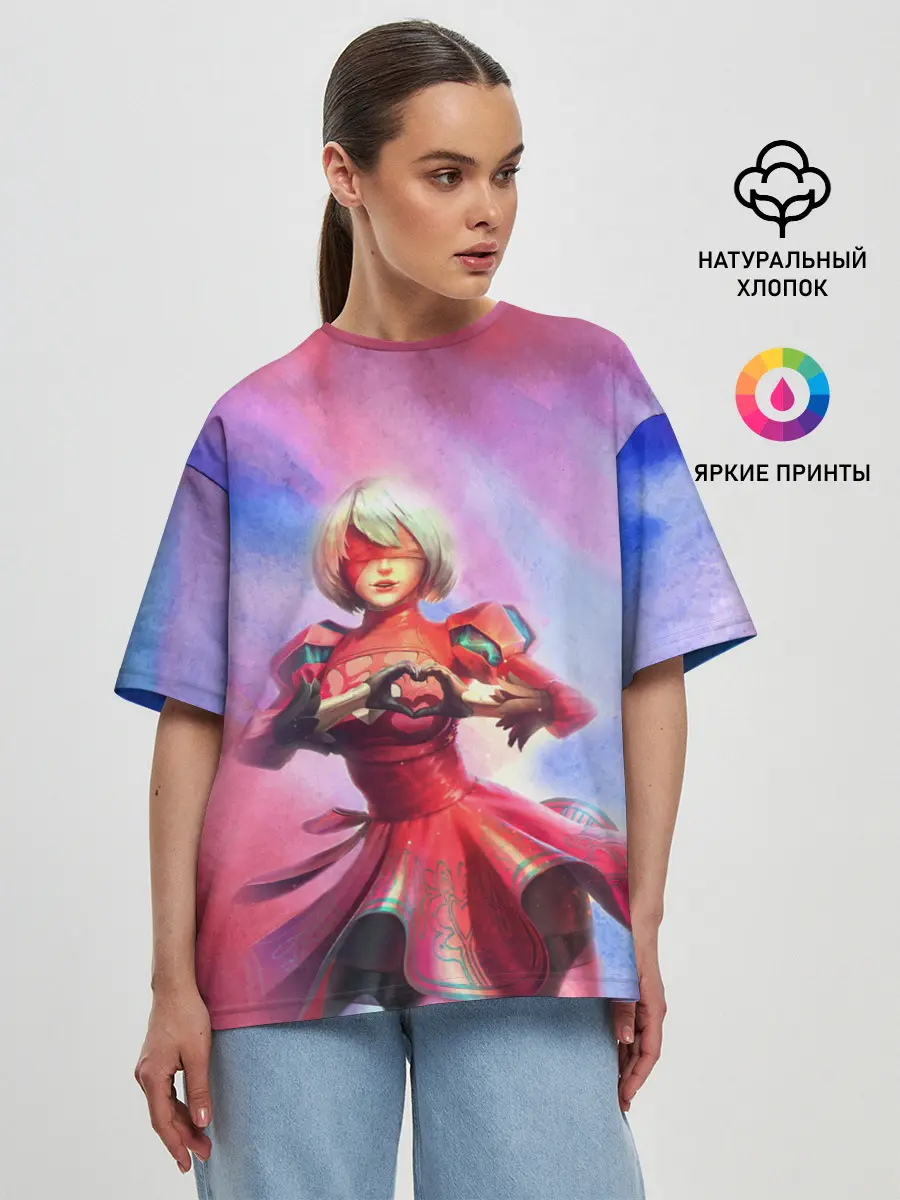 Женская футболка оверсайз / 2B Love | Nier Automata