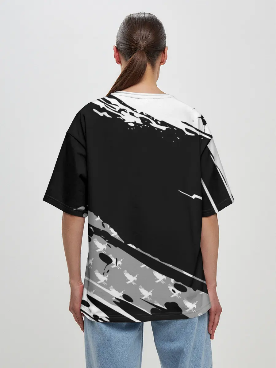 Женская футболка оверсайз / Haikyuu!! Ворон иероглиф