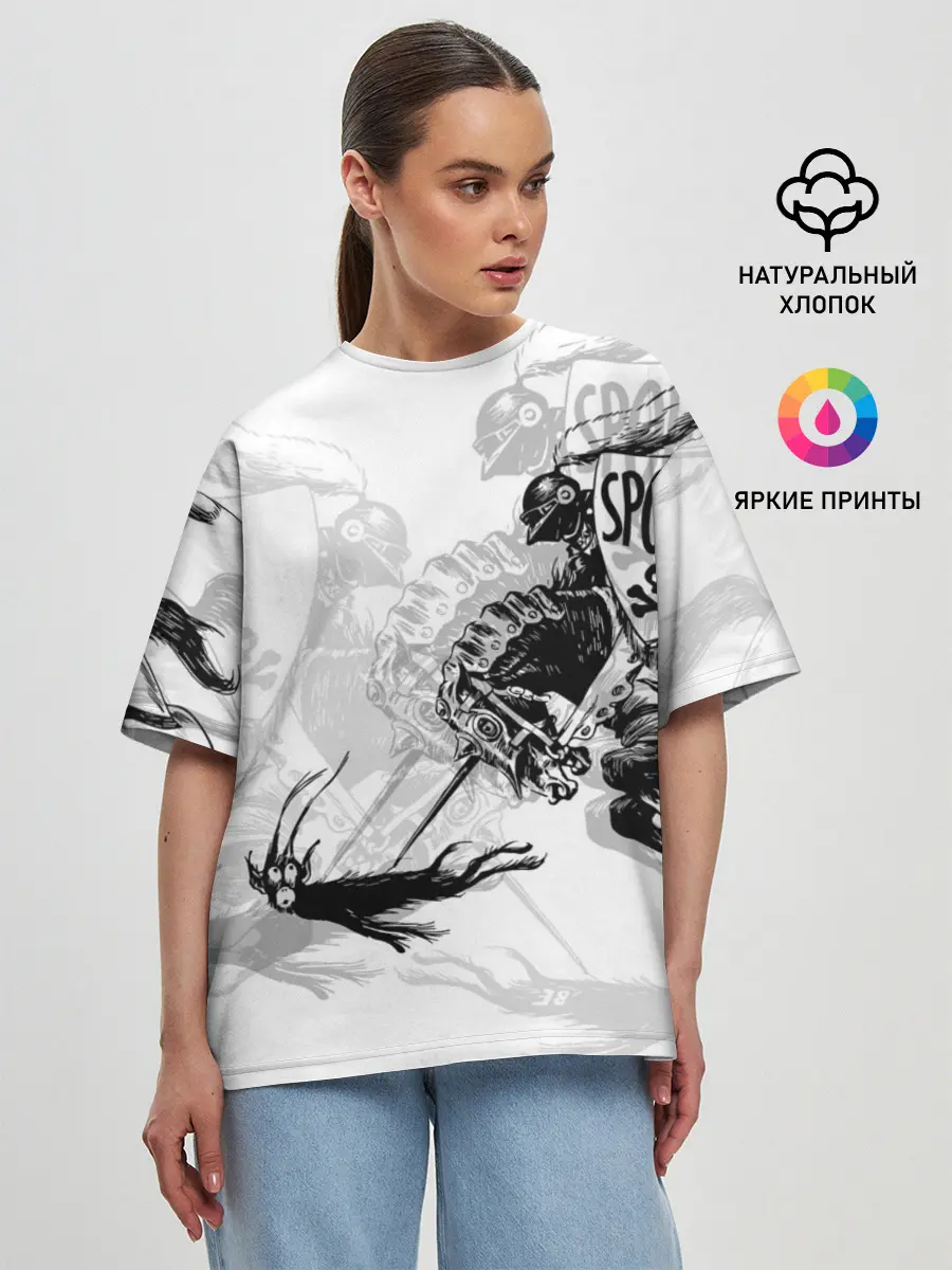 Женская футболка оверсайз / Всадник и чёрт