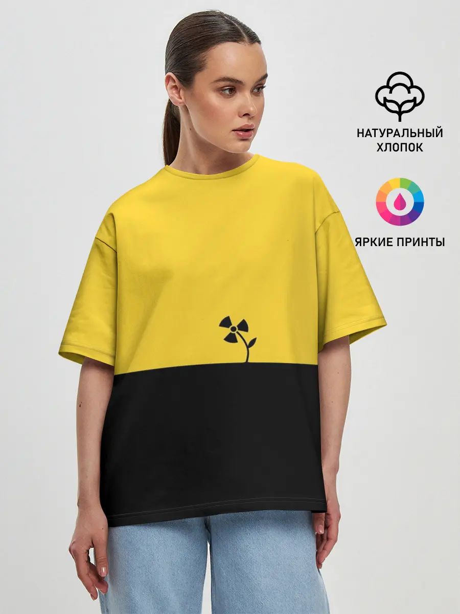 Женская футболка оверсайз / Радиоактивный цветок