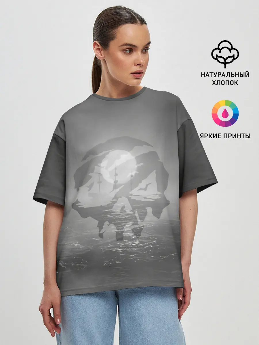 Женская футболка оверсайз / Пираты в море