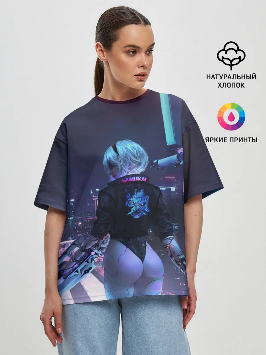 Женская футболка оверсайз / Nier X Cyberpunk