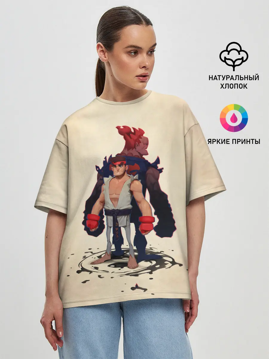 Женская футболка оверсайз / Рю и Акума