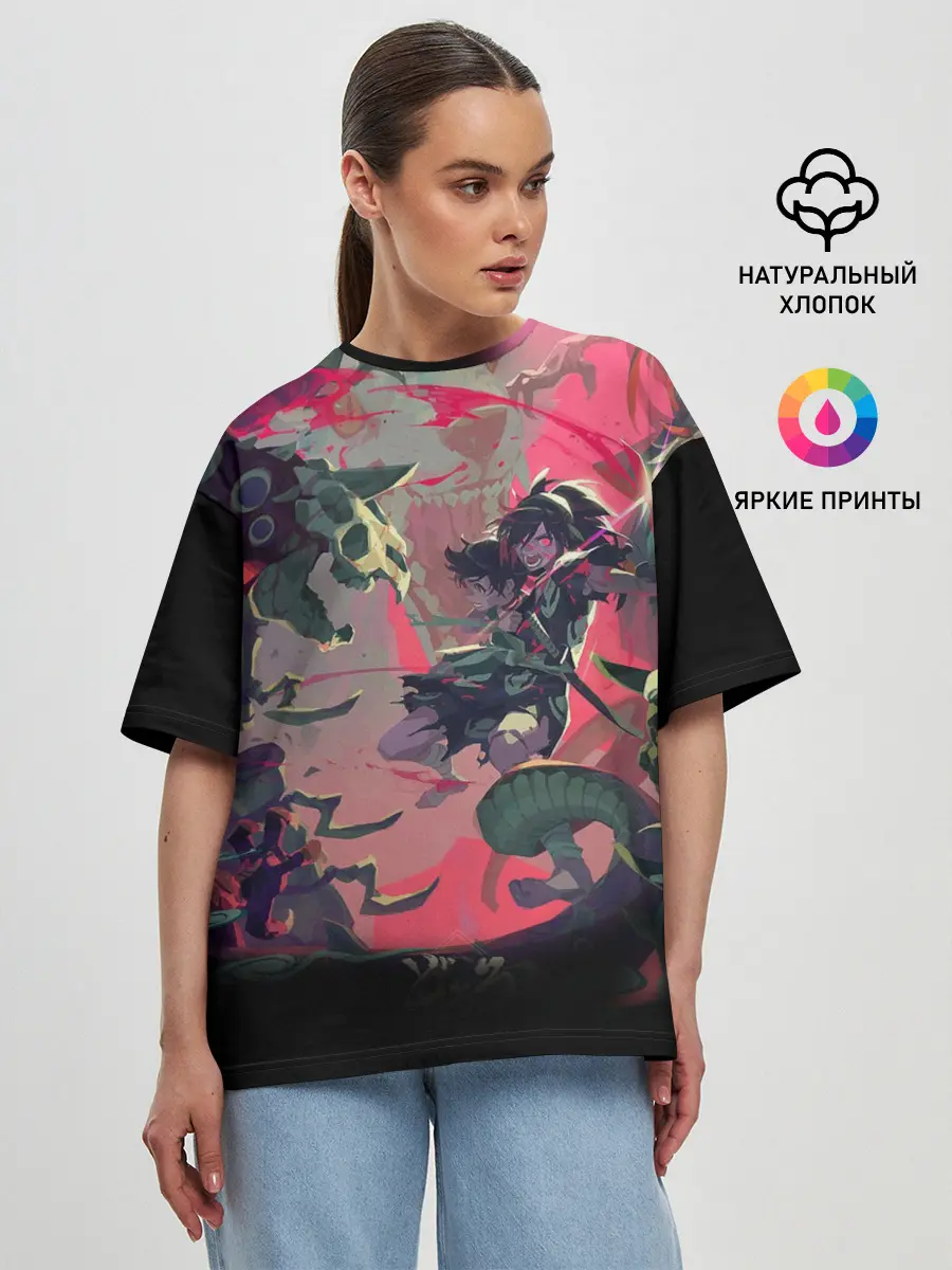 Женская футболка оверсайз / СРАЖЕНИЕ С ДЕМОНАМИ | ДОРОРО