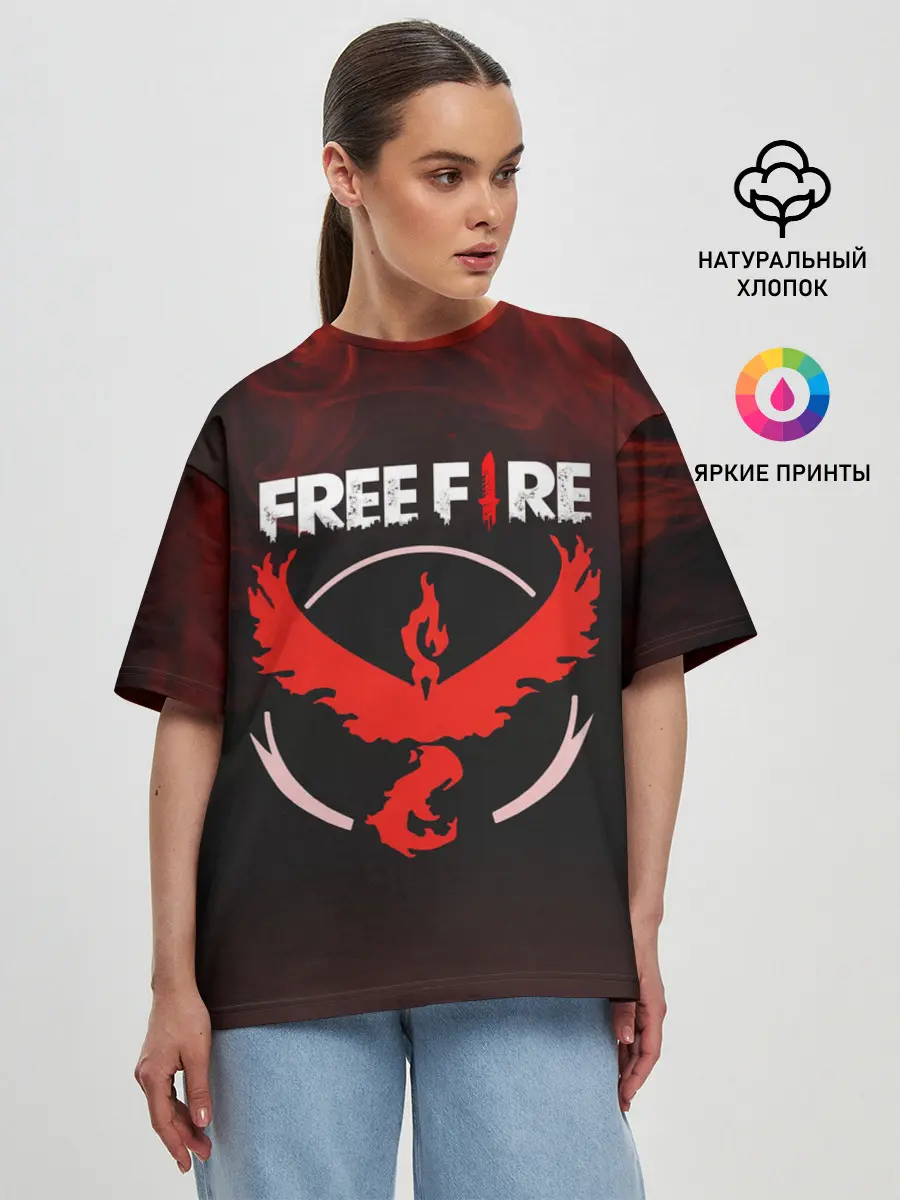 Женская футболка оверсайз / FREEFIRE | ФЕНИКС