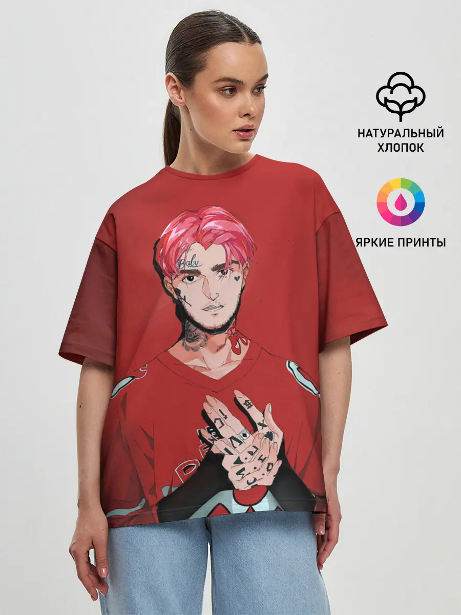 Женская футболка оверсайз / Red Lil Peep