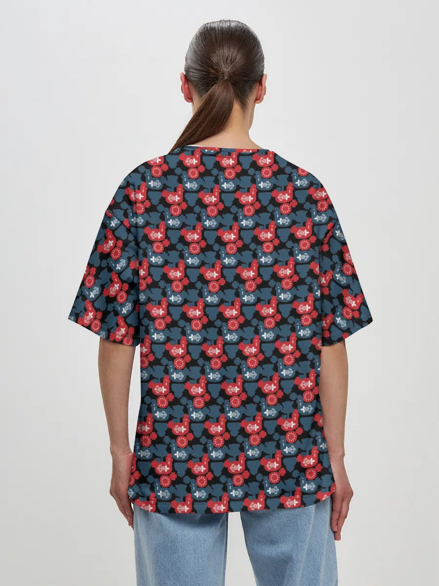 Женская футболка оверсайз / Птичьи узоры