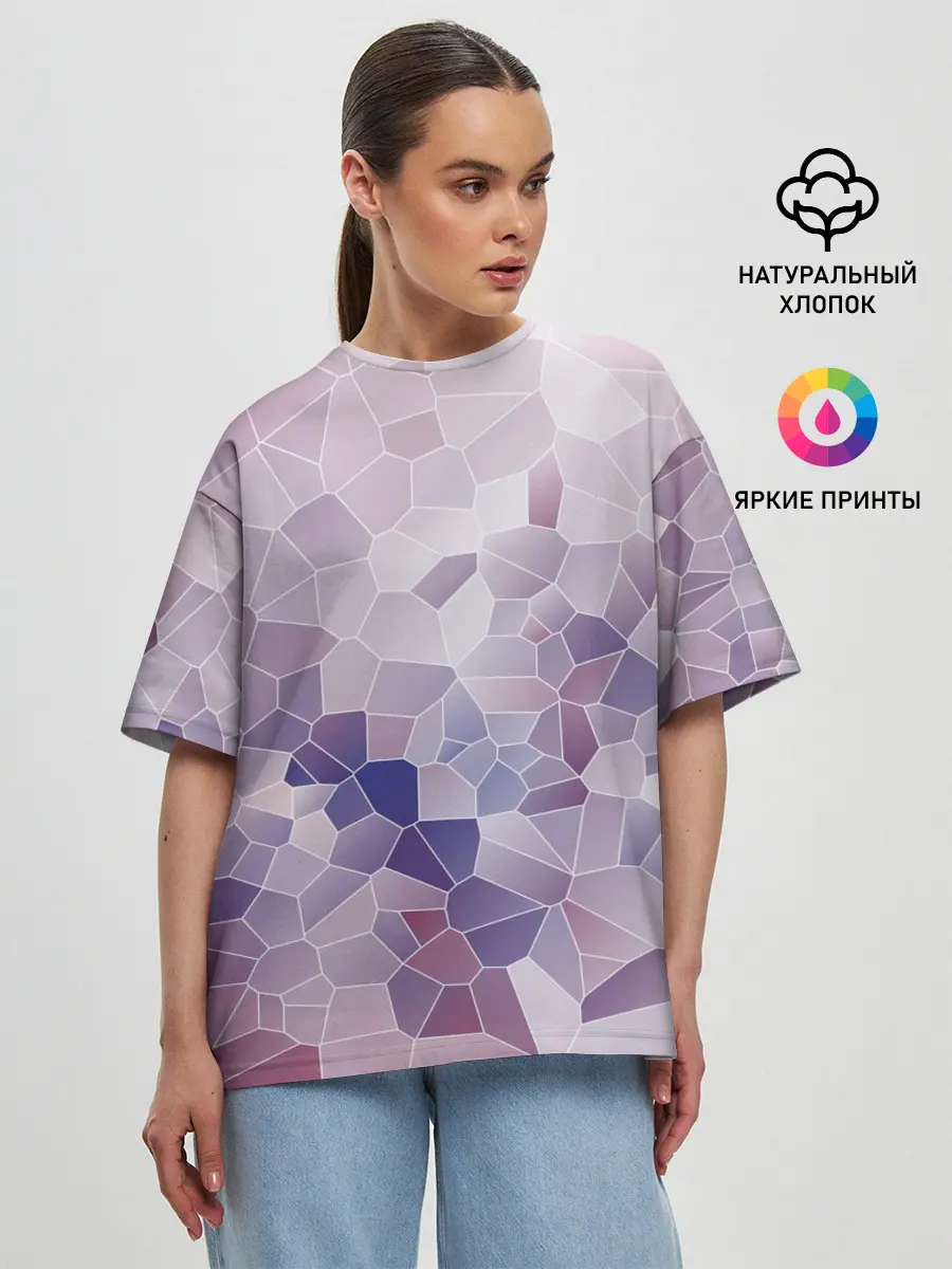 Женская футболка оверсайз / Узор Мозаика