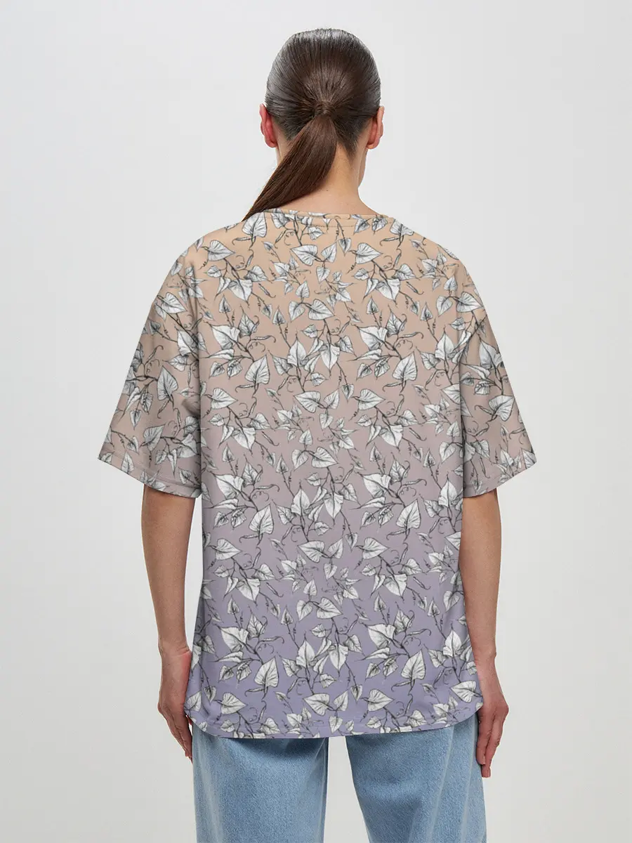 Женская футболка оверсайз / Плющ и градиент