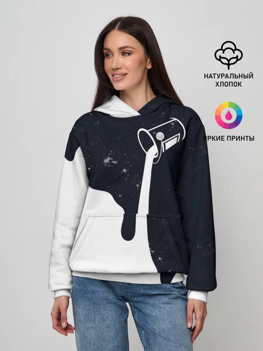 Женское худи / Черно-белый