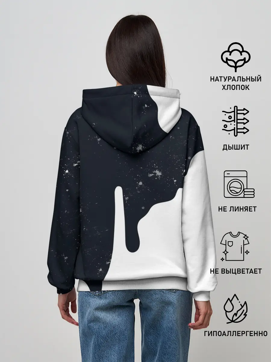 Женское худи / Черно-белый