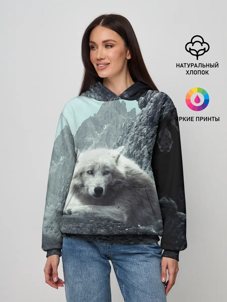 Женское худи / Волк в горах