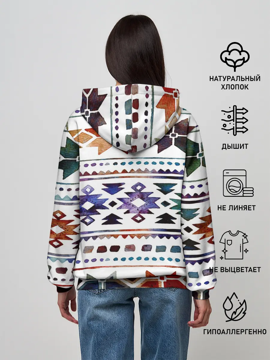 Женское худи / Снежинки акварель