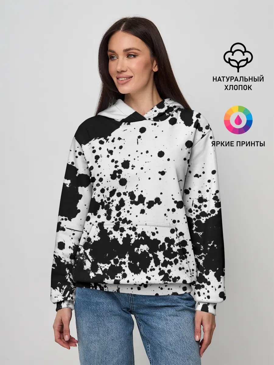 Женское худи / Черно-белые капли