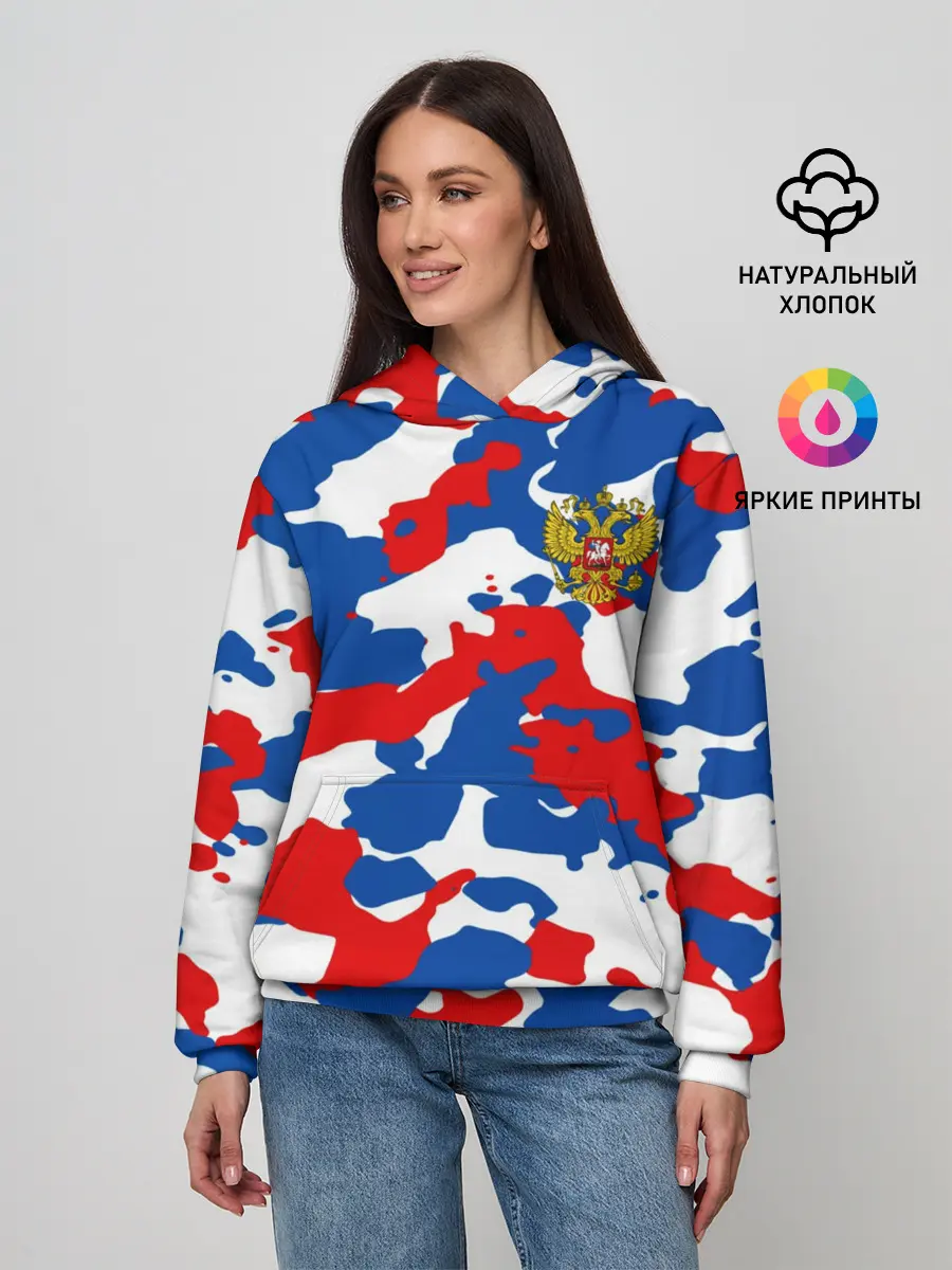 Женское худи / Герб РФ Милитари